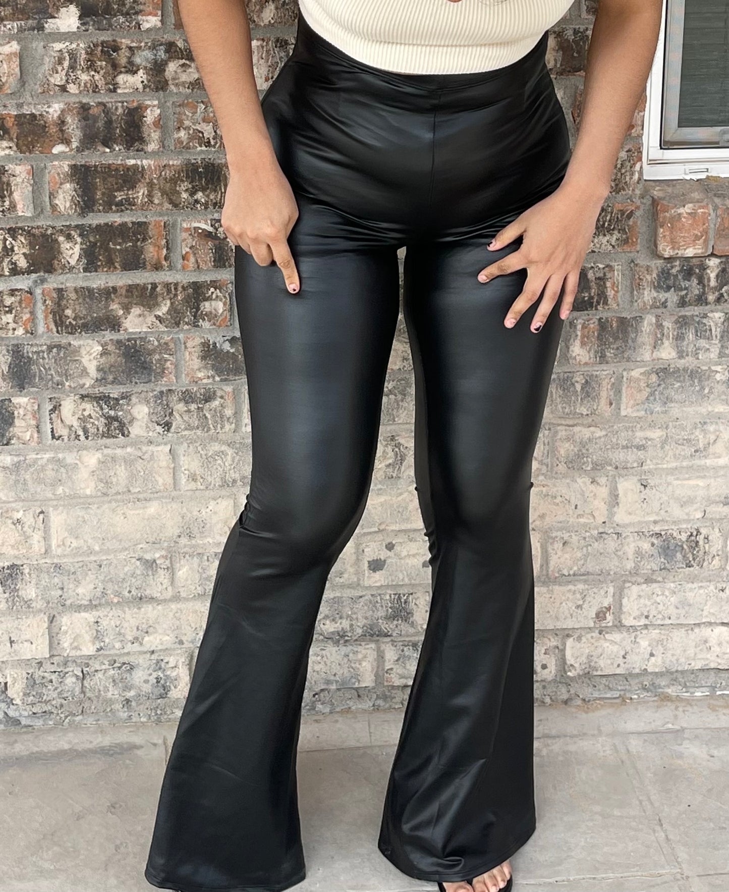 Leather bell bottoms
